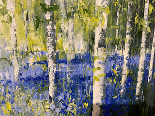 Birch Wood Bluebells Original Painting