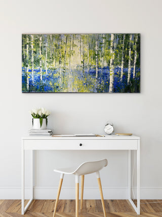 Birch Wood Bluebells Original Painting