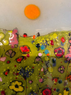 Wild Flowers & Blue Tit Glass Panel