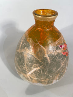 Orange Vase with Silk Paper & Foil Fish Decoration