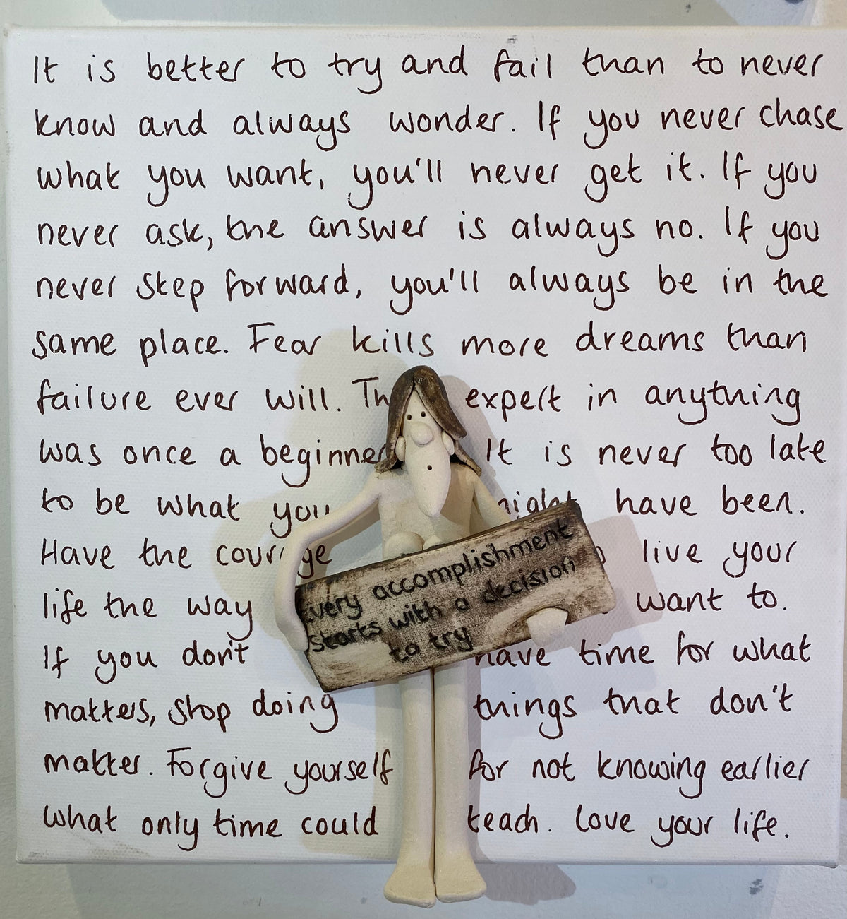 Every Accomplishment - Ceramic on Canvas