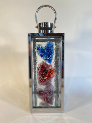 Fused Glass Heart Lantern
