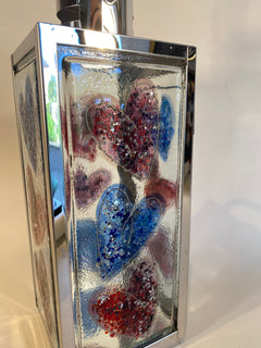 Fused Glass Heart Lantern