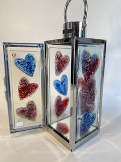 Fused Glass Heart Lantern