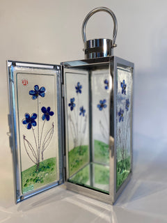 Fused Glass Daisy Lantern