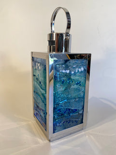 Fused Glass Blue Sea Lantern
