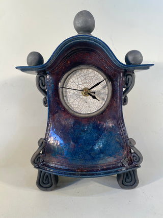 Medium Copper Blue Raku Mantle Clock