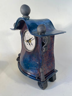 Medium Copper Blue Raku Mantle Clock