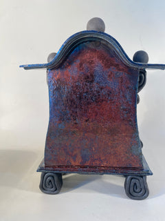 Medium Copper Blue Raku Mantle Clock