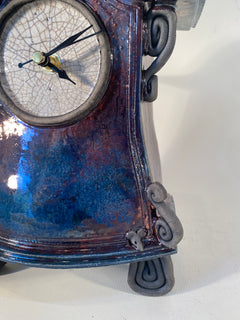 Medium Copper Blue Raku Mantle Clock