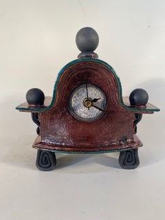 Small Wide Copper Raku Mantle Clock