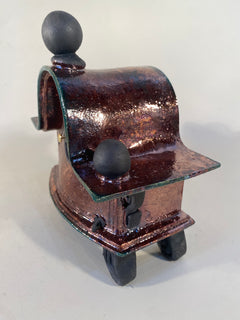 Small Wide Copper Raku Mantle Clock