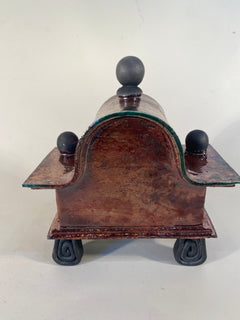 Small Wide Copper Raku Mantle Clock