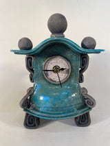 Small Turquoise Raku Mantle Clock