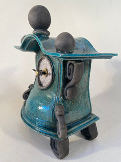Small Turquoise Raku Mantle Clock