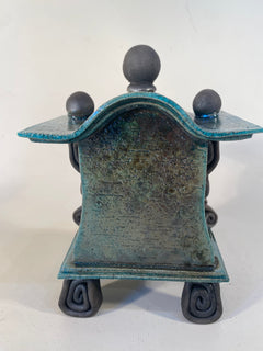 Small Turquoise Raku Mantle Clock