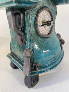 Small Turquoise Raku Mantle Clock