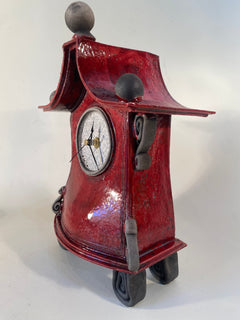 Medium Red Raku Mantle Clock