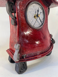 Medium Red Raku Mantle Clock
