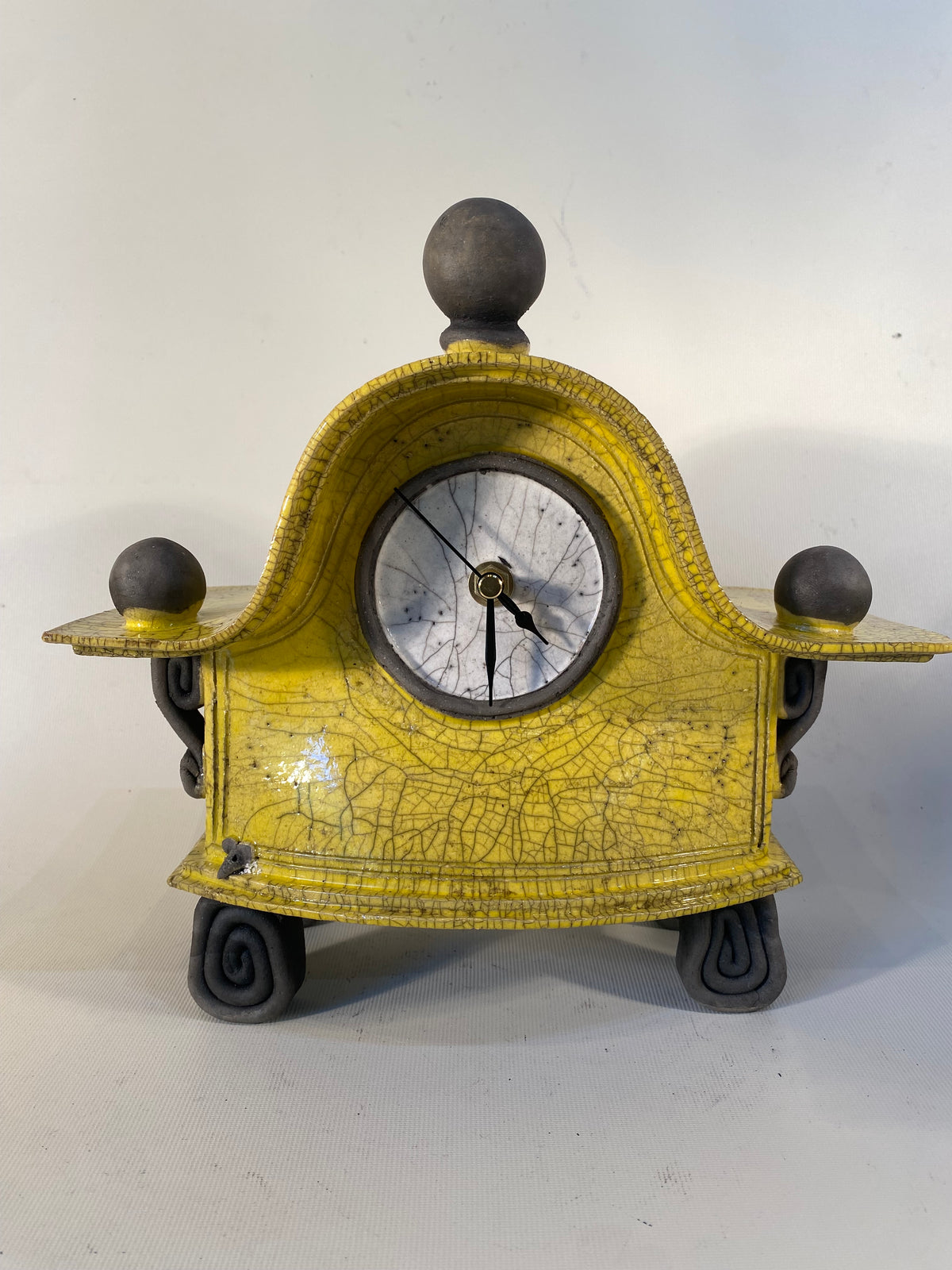 Medium Yellow Raku Mantle Clock