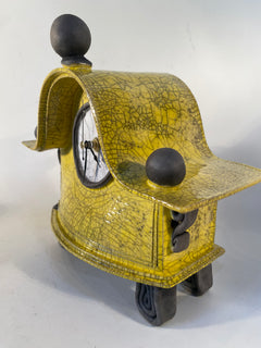 Medium Yellow Raku Mantle Clock