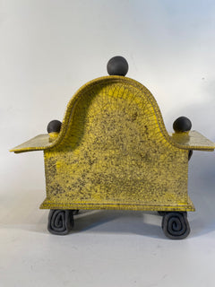 Medium Yellow Raku Mantle Clock