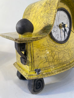 Medium Yellow Raku Mantle Clock