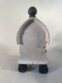 Small Slim White Raku Mantle Clock