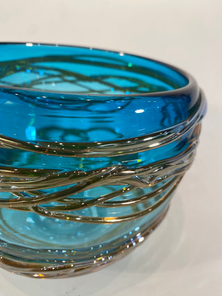 "Blue/Turquoise Golden Trailing Bowl" available at Artifex 