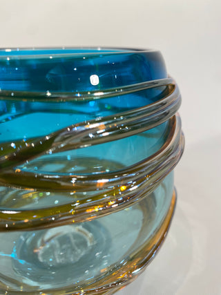 "Blue/Turquoise Golden Trailing Bowl" available at Artifex 