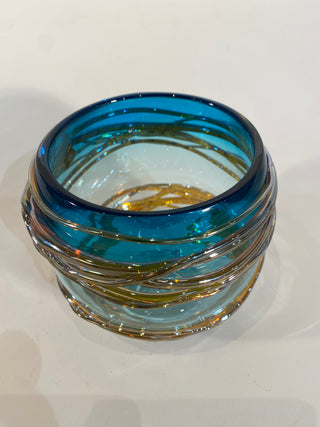 "Blue/Turquoise Golden Trailing Bowl" available at Artifex 