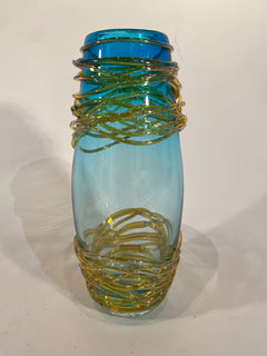 "Blue/Turquoise Golden Trailing Vase" available at Artifex 