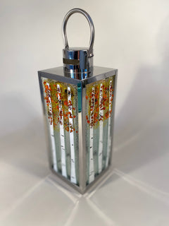 Fused Glass & Metal Birch Tree Lantern