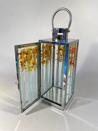 Fused Glass & Metal Birch Tree Lantern