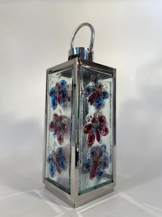 Fused Glass & Metal Butterfly Lantern