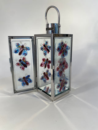 Fused Glass & Metal Butterfly Lantern
