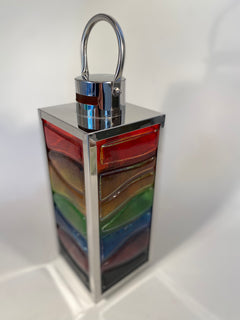 Fused Glass & Metal Rainbow Lantern