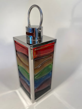 Fused Glass & Metal Rainbow Lantern