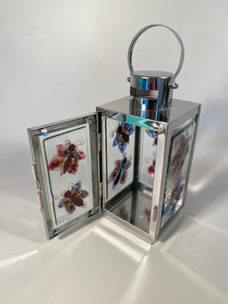 Fused Glass & Metal Butterfly Lantern