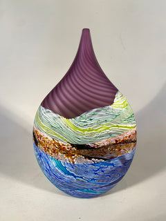 Amethyst Sea Shore Handblown Glass Teardrop Vase