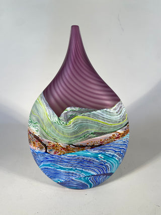 "Amethyst Sea Shore" Handblown Glass Teardrop Vase