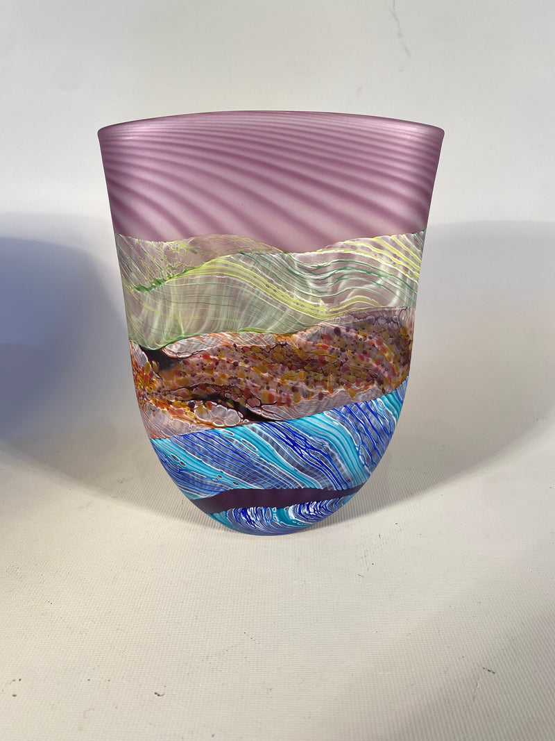Amethyst Sea Shore Handblown Glass Flat Vase