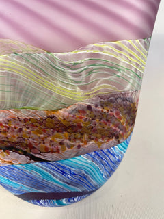 Amethyst Sea Shore Handblown Glass Flat Vase
