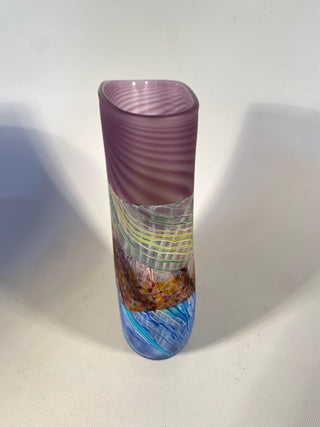 "Amethyst Sea Shore" Handblown Glass Flat Vase
