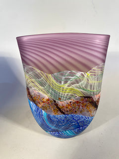 Amethyst Sea Shore Handblown Glass Flat Vase