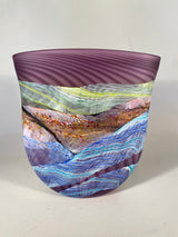 Amethyst Sea Shore Handblown Glass Flat Vase
