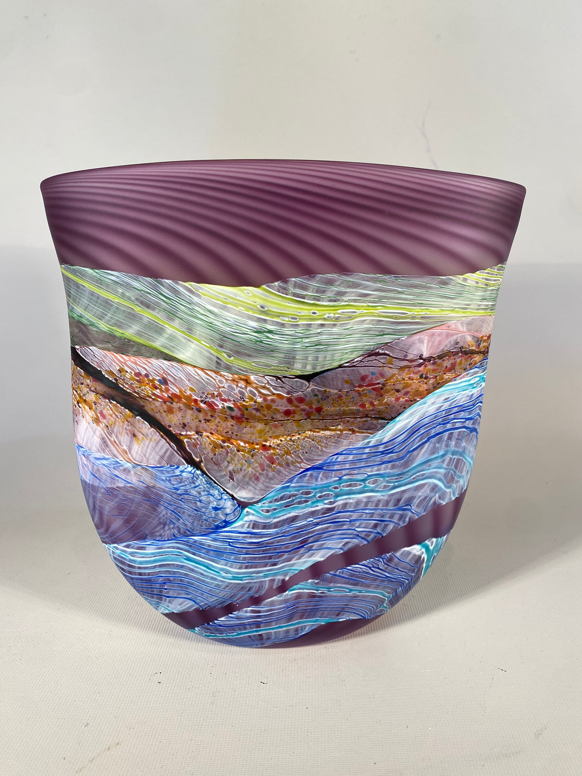 Amethyst Sea Shore Handblown Glass Flat Vase