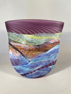Amethyst Sea Shore Handblown Glass Flat Vase