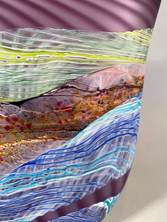 Amethyst Sea Shore Handblown Glass Flat Vase