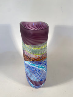 Amethyst Sea Shore Handblown Glass Flat Vase